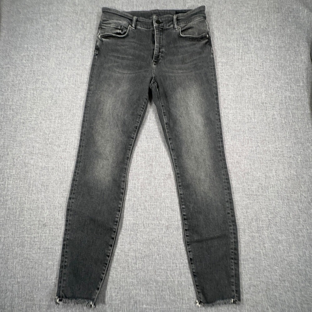 AllSaints Miller Push Up Jean Women 29 Gray Skinny Raw Hem Faded Grunge Emo Punk